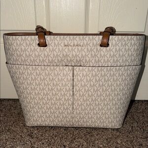 Michael Kors Cream and Tan Tote Bag (PURSE ONLY)